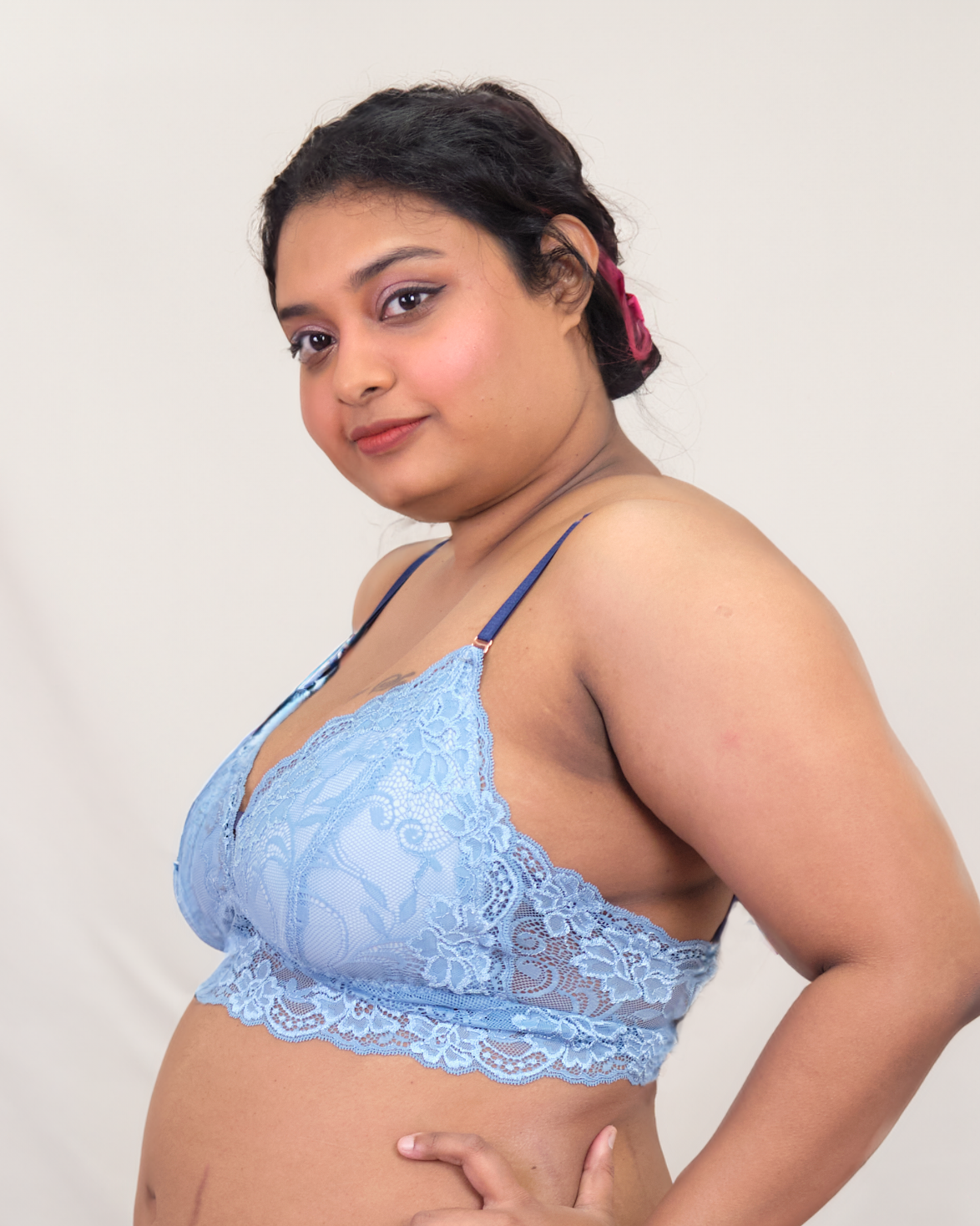 best wishes padded midi bralette in sapphire