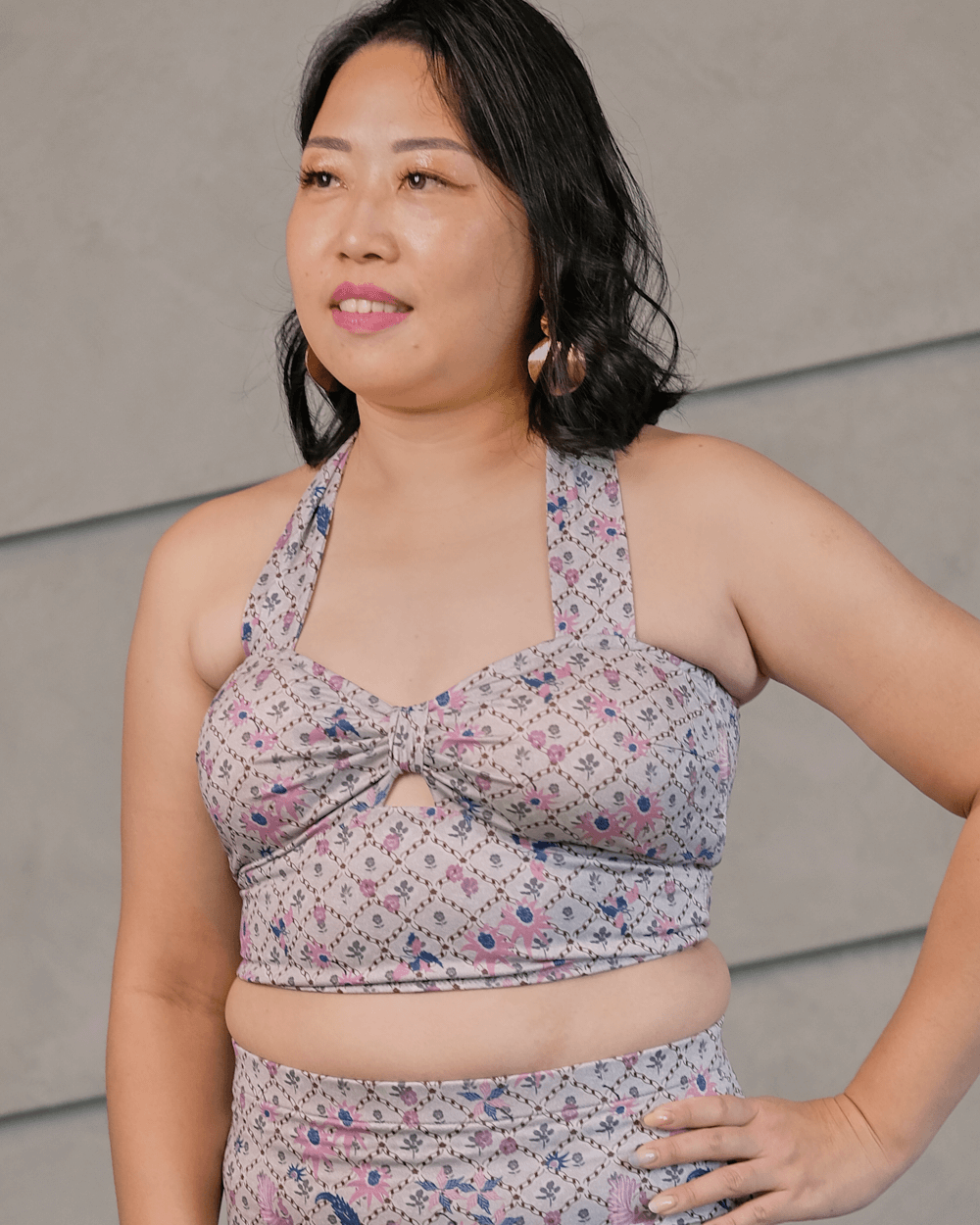 knotty padded halter midi bralette in icing