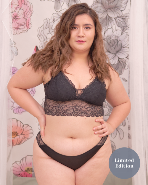 midnight lace panelled black panty – Our Bralette Club