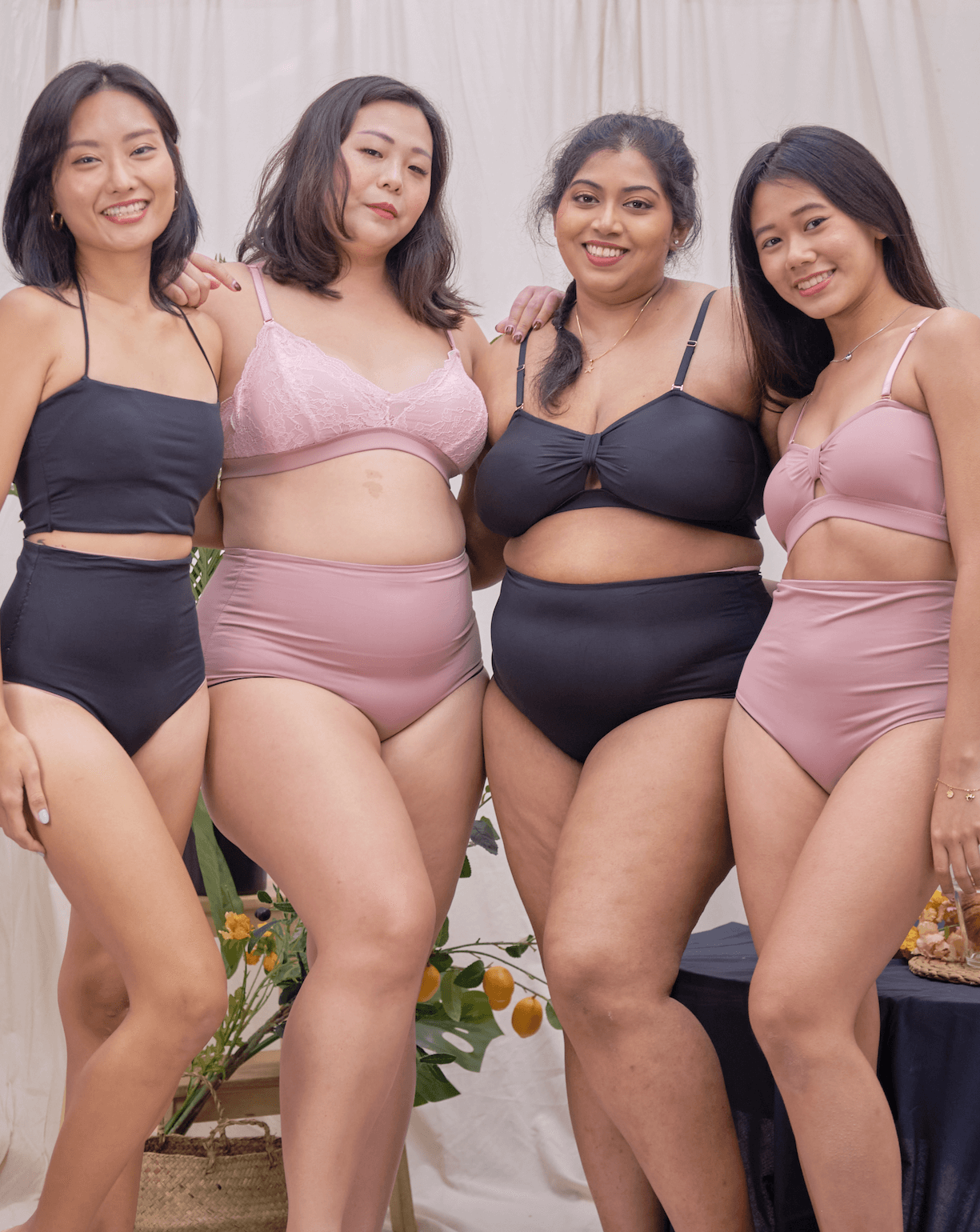 reversible high-waisted bottom in black/dusty pink – Our Bralette Club