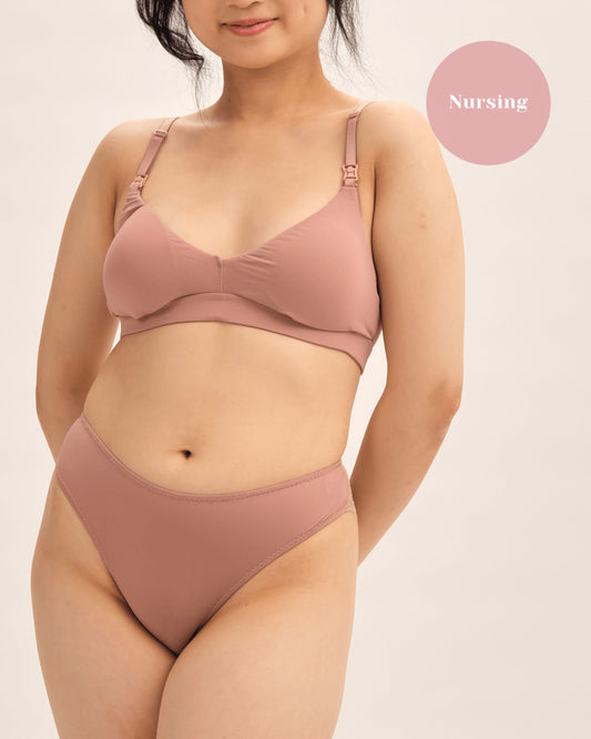 nursing - elevated basics faithful padded bralette in dusty pink