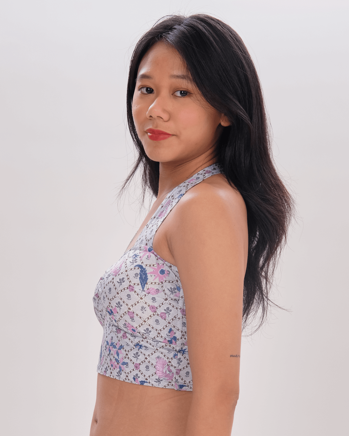 knotty padded halter midi bralette in icing