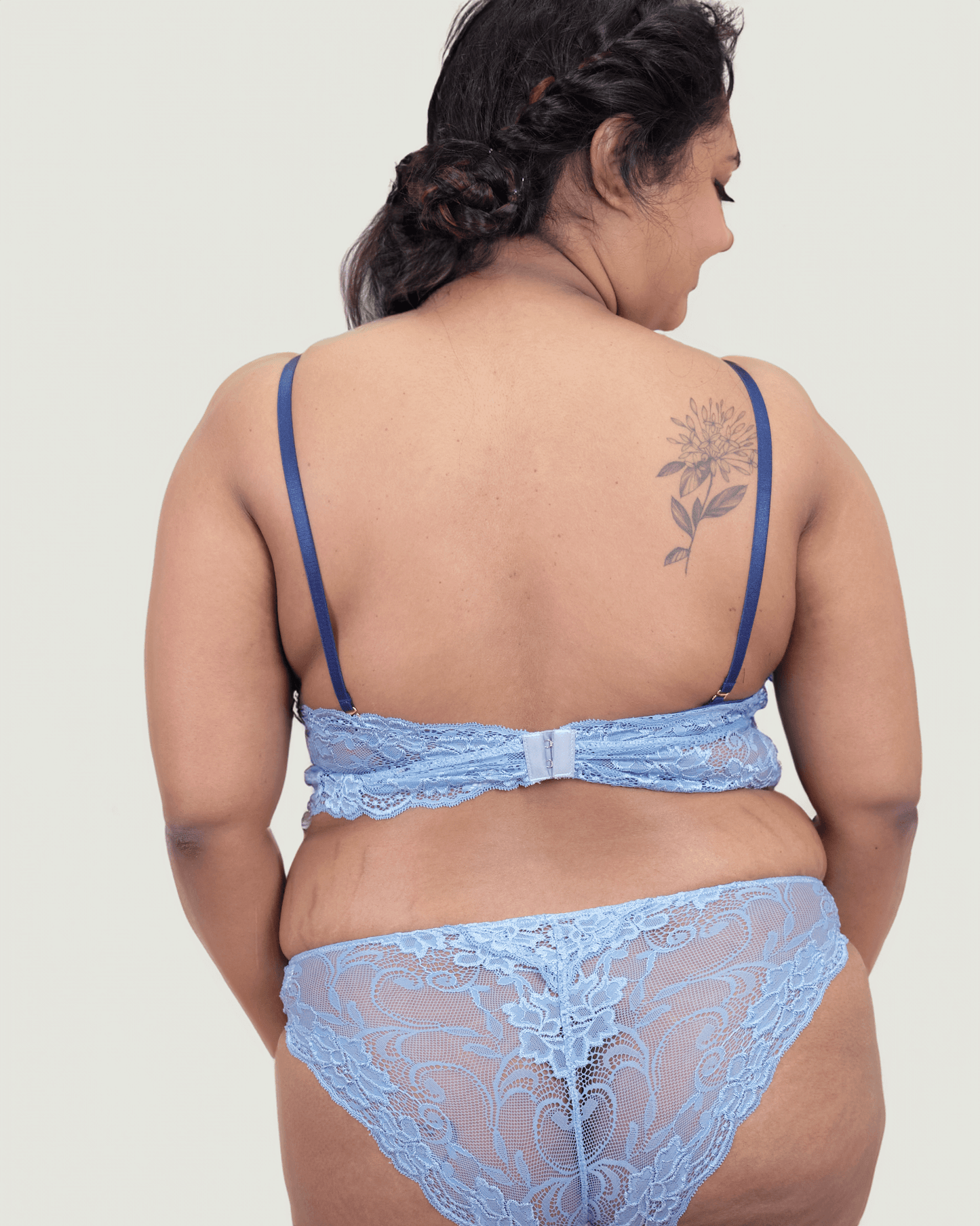 sapphire blue lace back panty