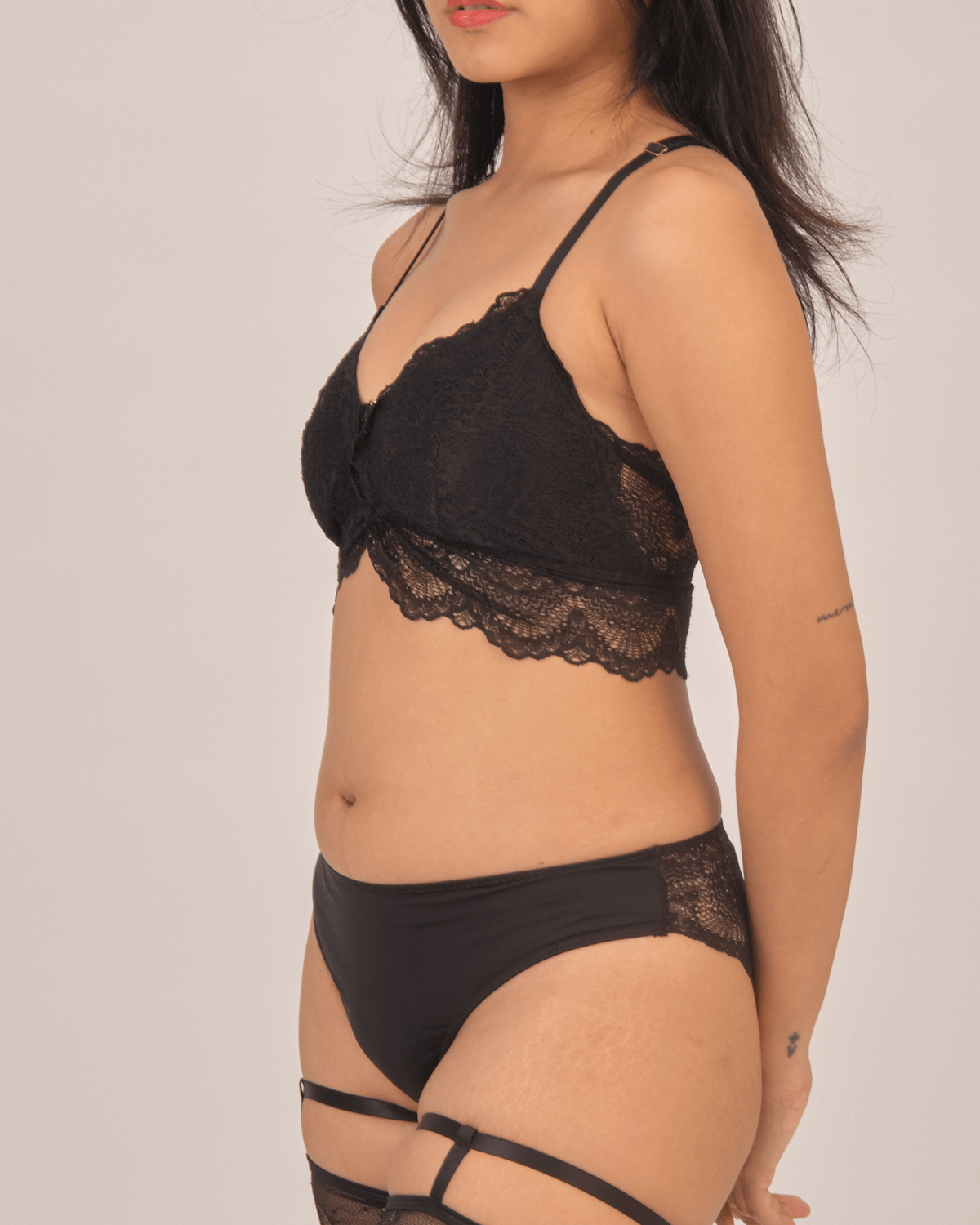 best wishes front close midi bralette in onyx – Our Bralette Club
