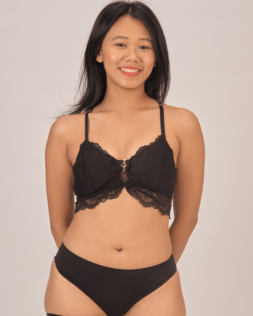 best wishes front close midi bralette in onyx
