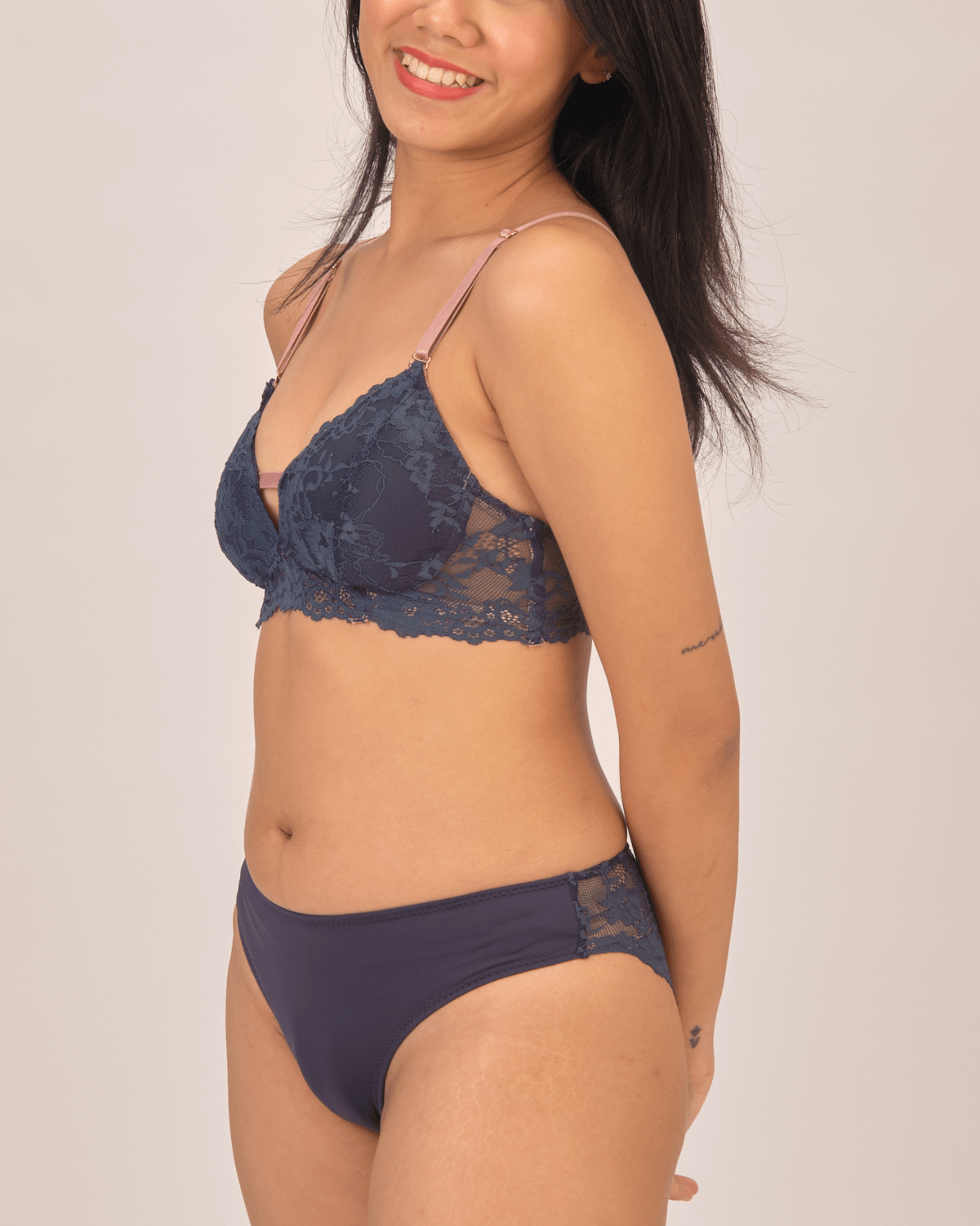 good vibes padded bralette in bluebell blush – Our Bralette Club