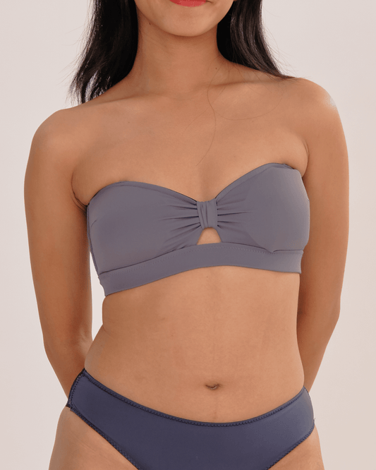 knotty padded strapless bralette in concrete