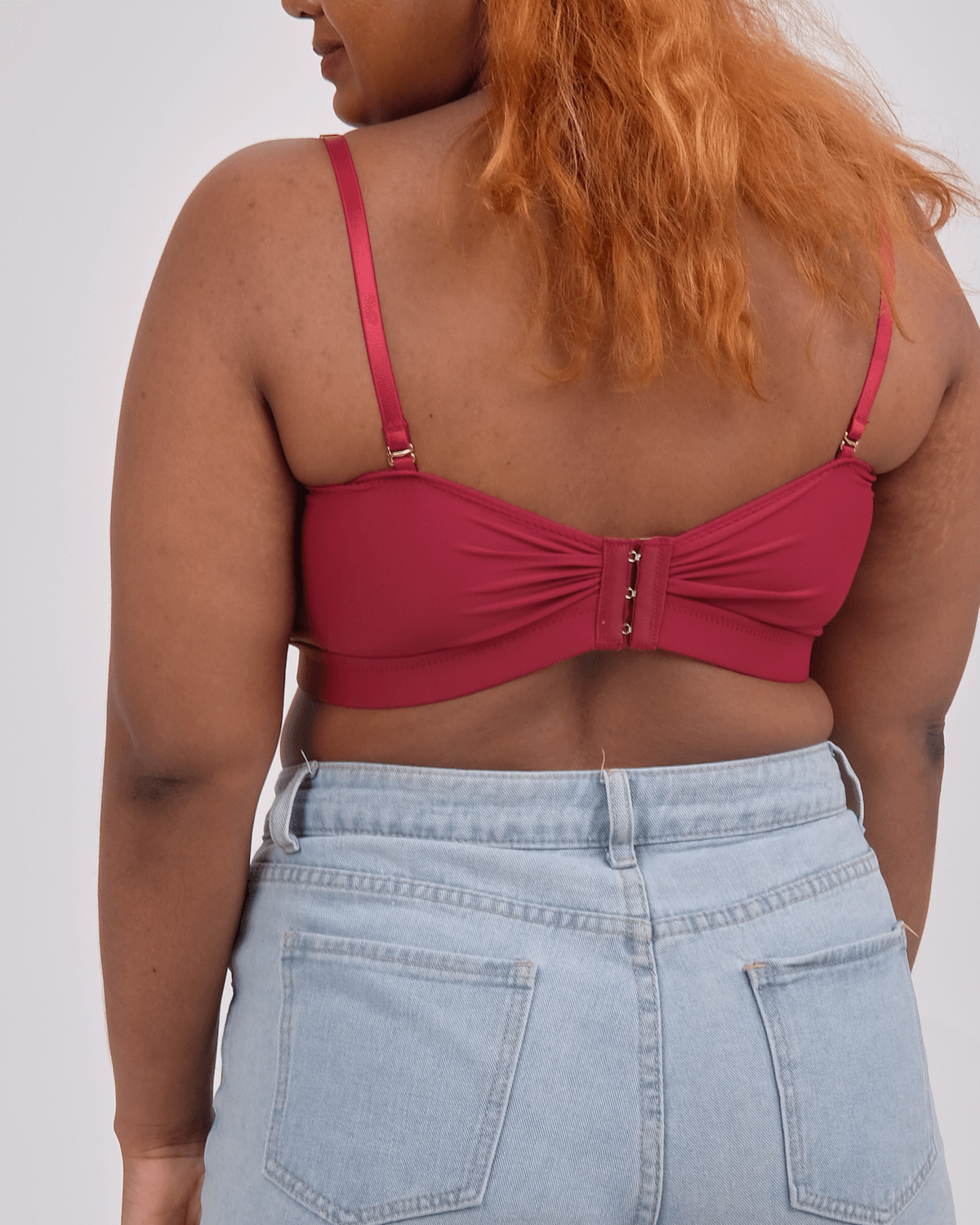 knotty padded strapless bralette in maroon