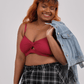 knotty padded strapless bralette in maroon