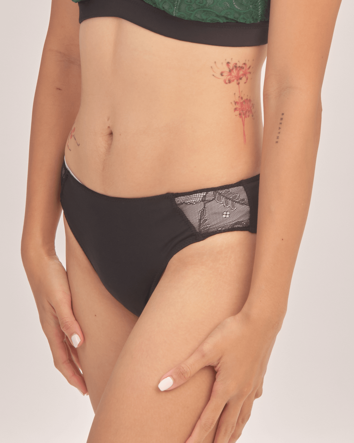 midnight lace panelled black panty