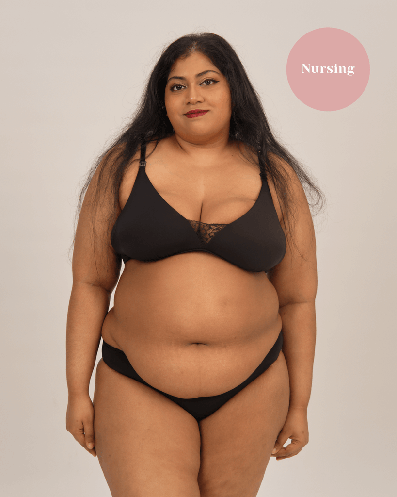 nursing - easy does it padded bralette in black