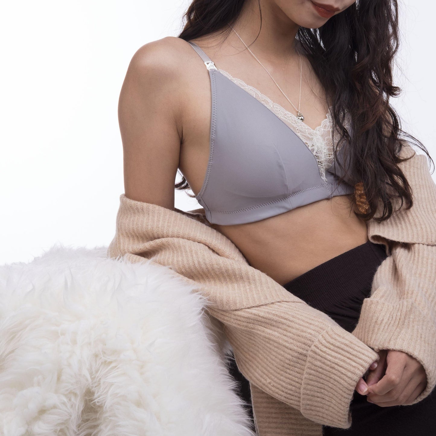 the full moon padded bralette in grey - Our Bralette Club