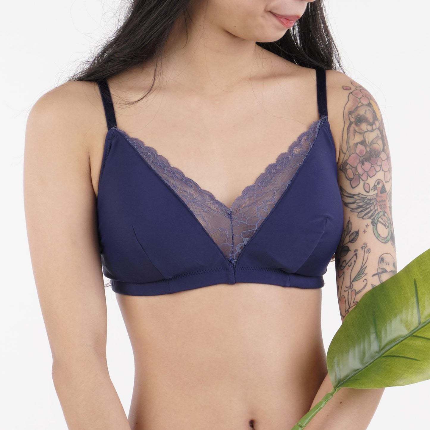 the full moon padded bralette in navy - Our Bralette Club