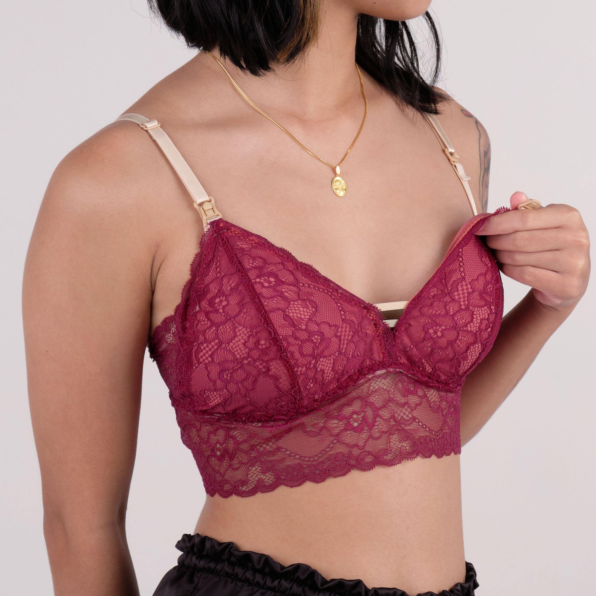 nursing - the best wishes padded bralette in pomegranate - Our Bralette Club