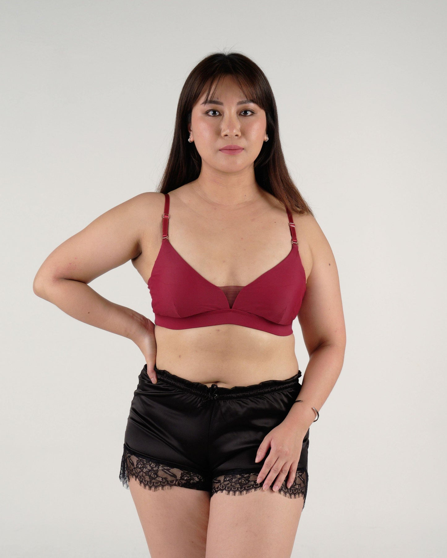 the roll with it padded active bralette in maroon - Our Bralette Club