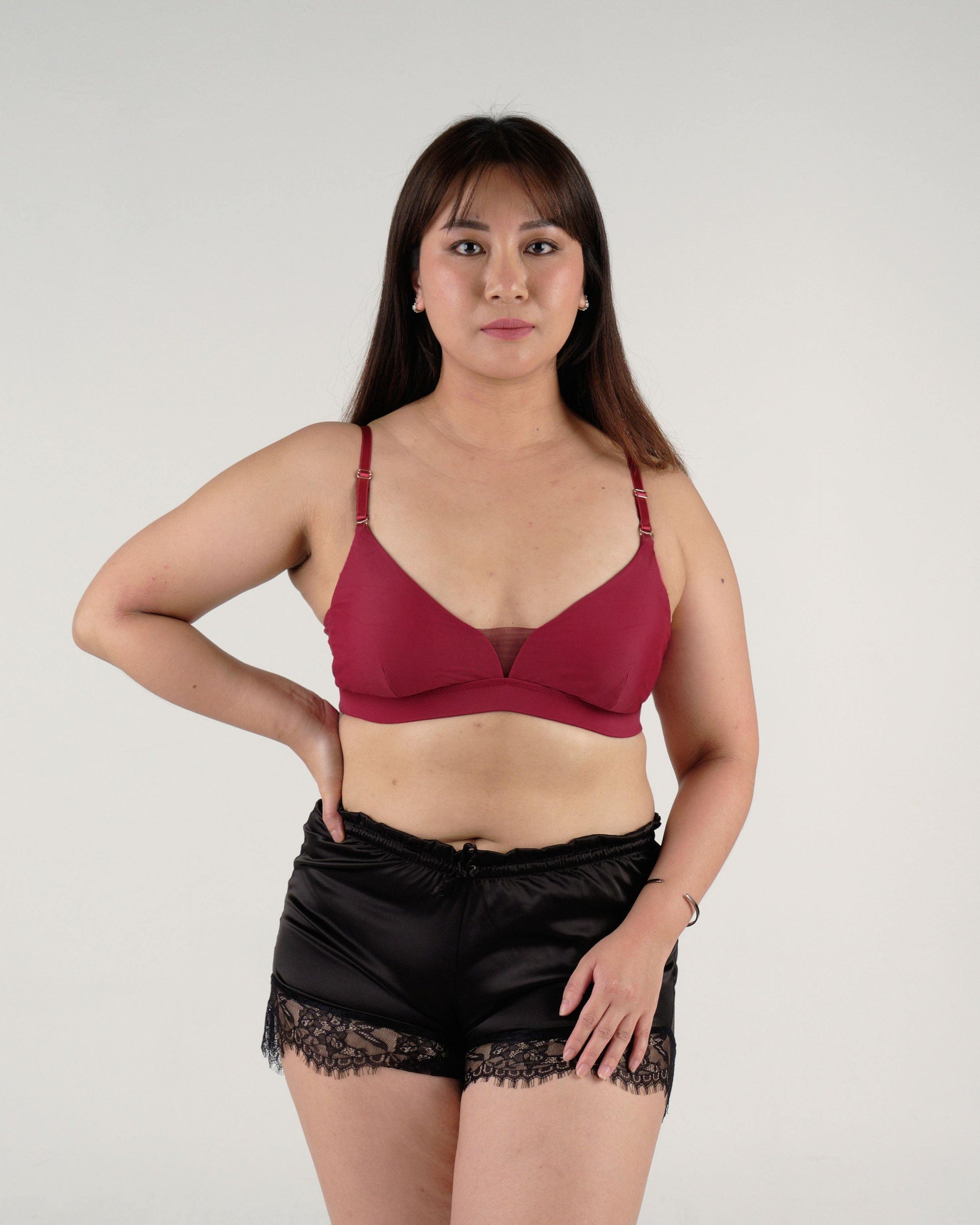 the roll with it padded active bralette in maroon - Our Bralette Club