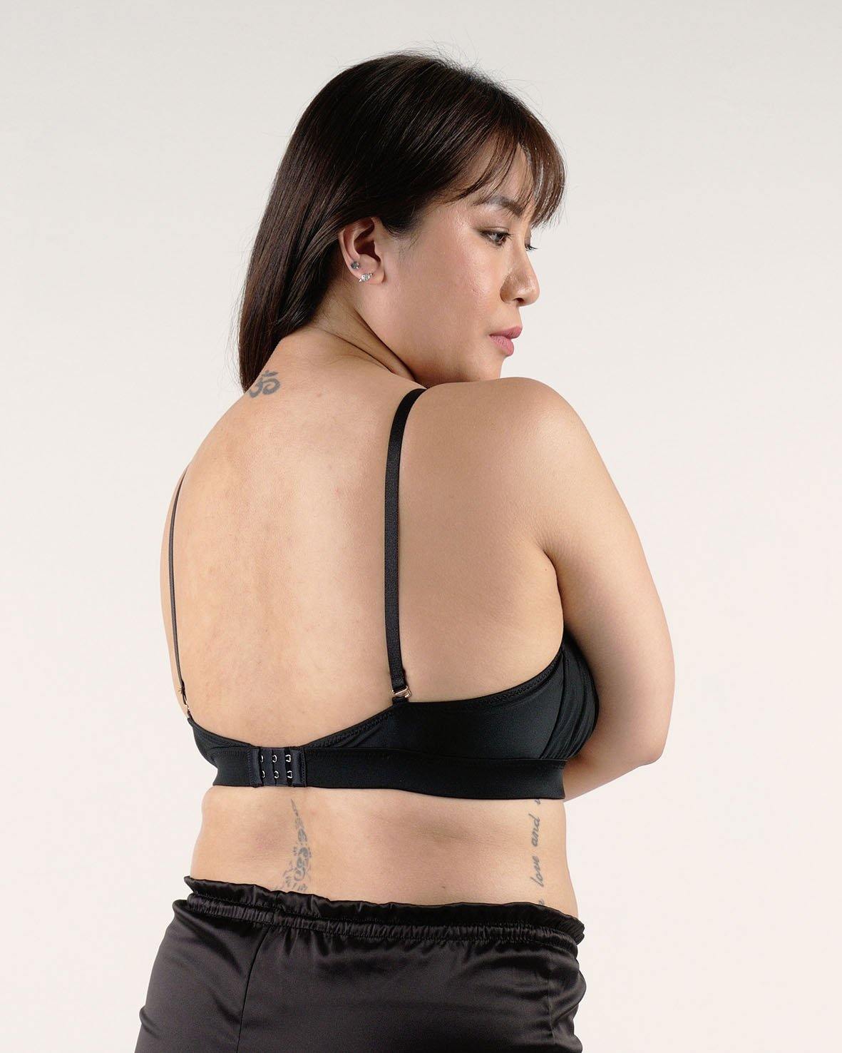 nursing - roll with it padded active bralette in black