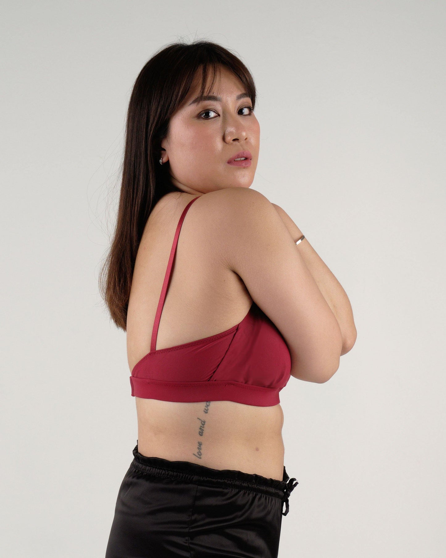 the roll with it padded active bralette in maroon - Our Bralette Club