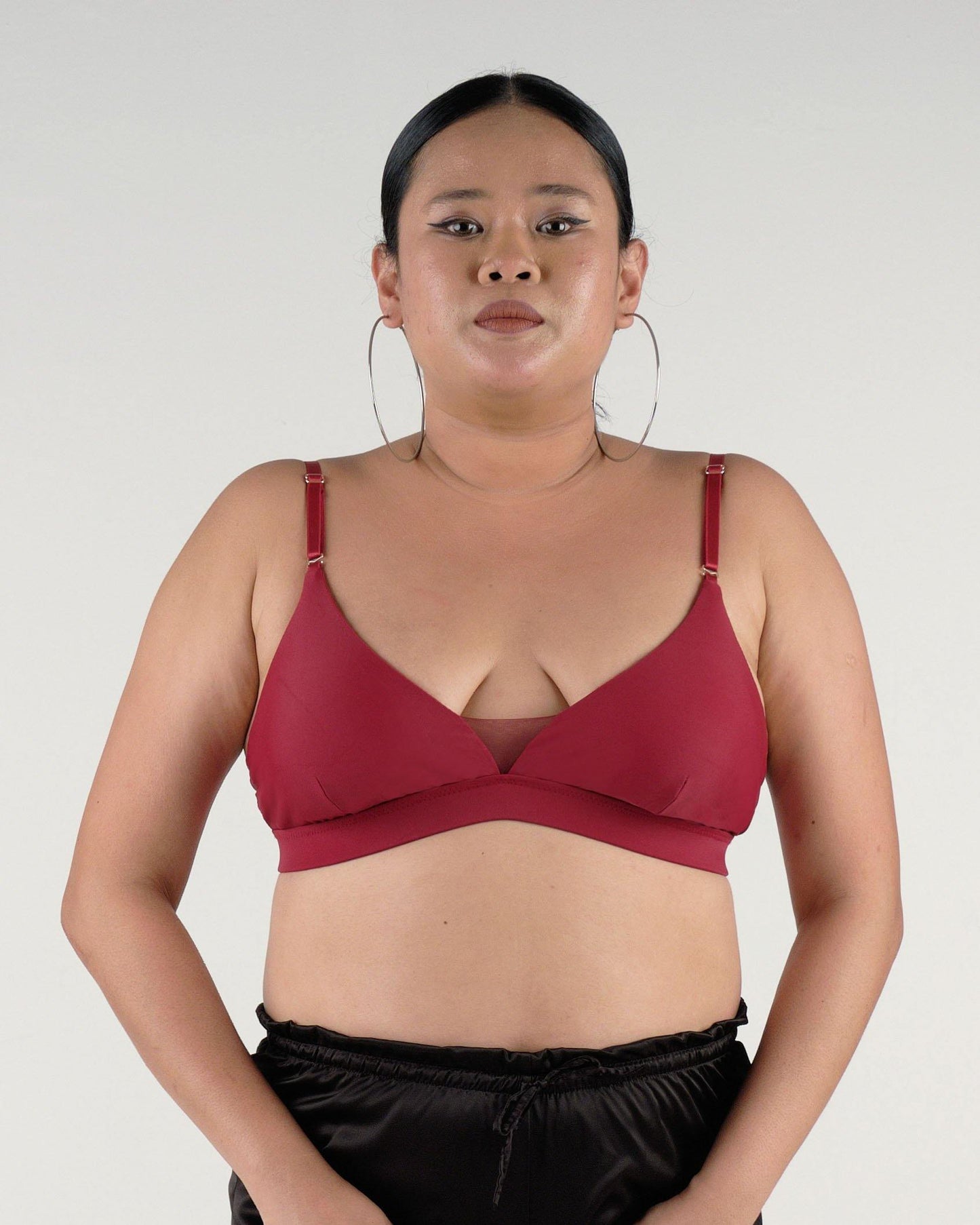 the roll with it padded active bralette in maroon - Our Bralette Club