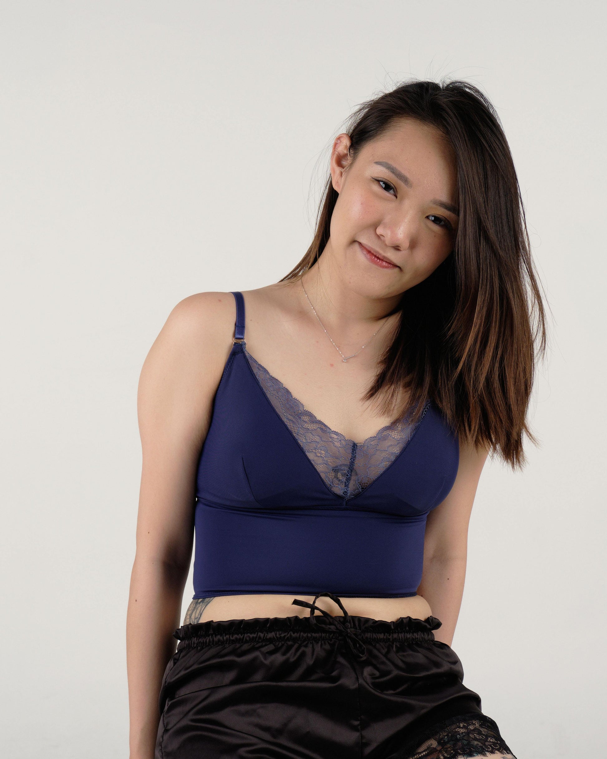 the full moon padded camisole in navy - Our Bralette Club