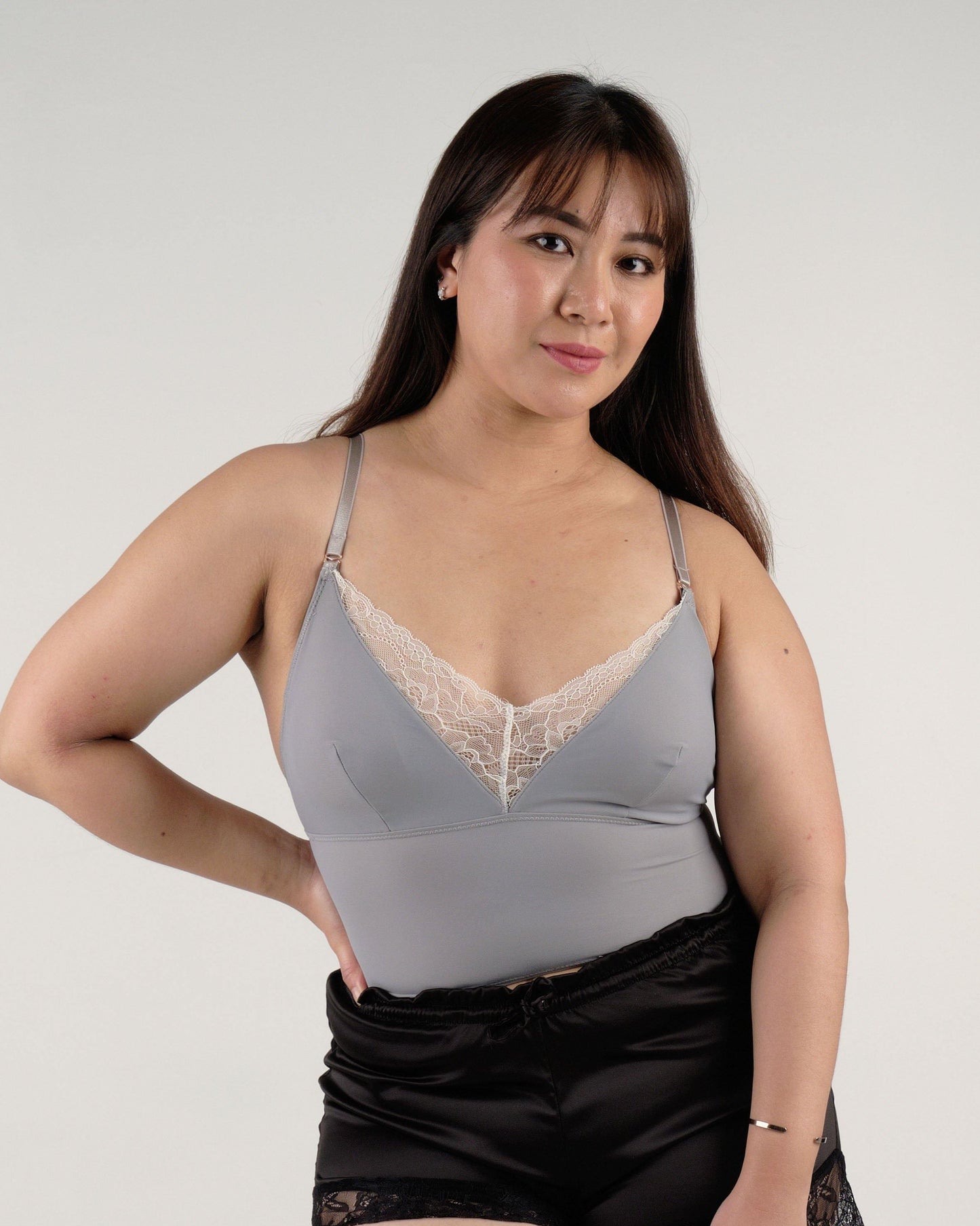 the full moon padded camisole in grey - Our Bralette Club