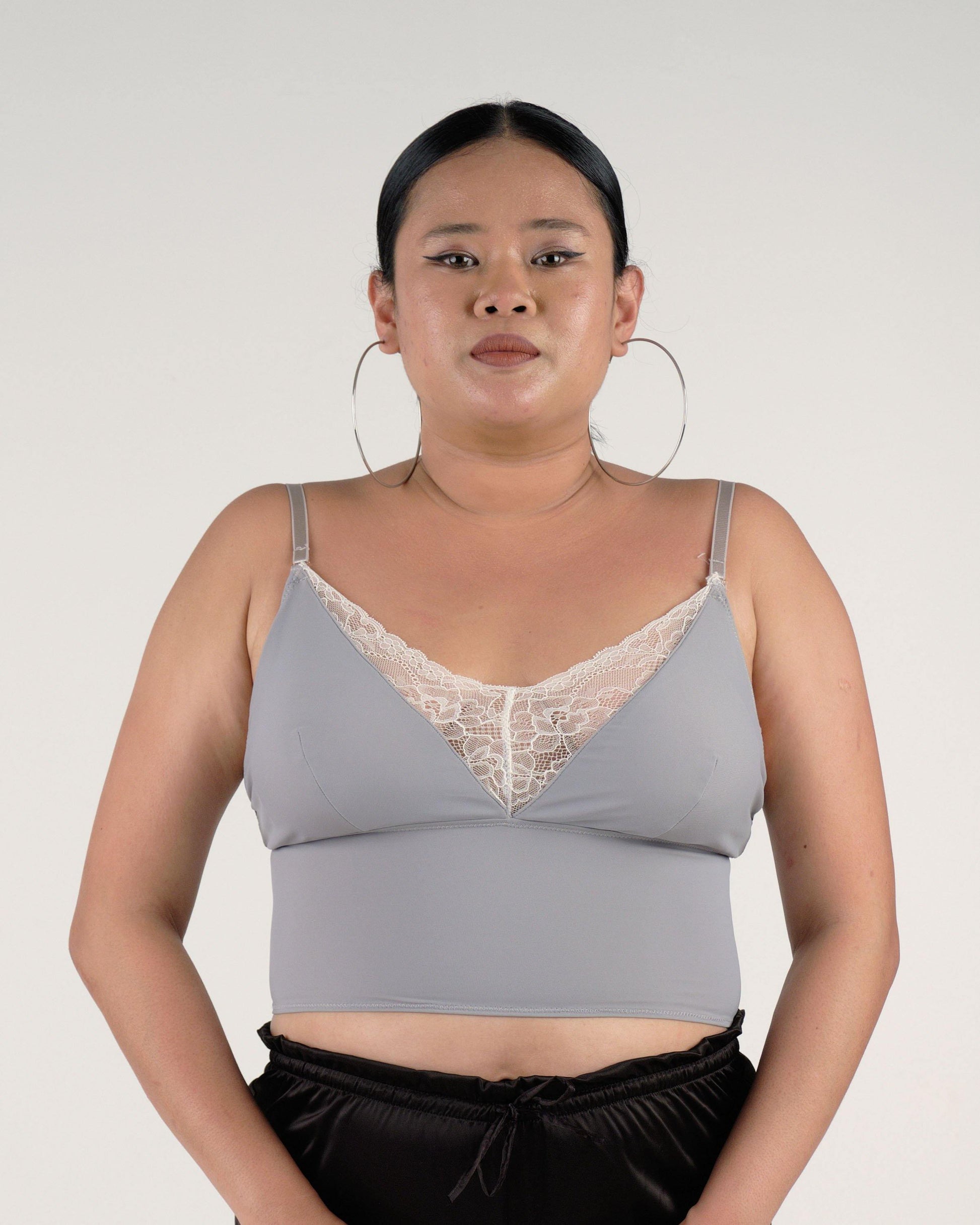 the full moon padded camisole in grey - Our Bralette Club