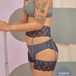 nature lace garters in navy