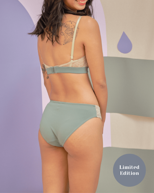 aspen lace green panelled panty