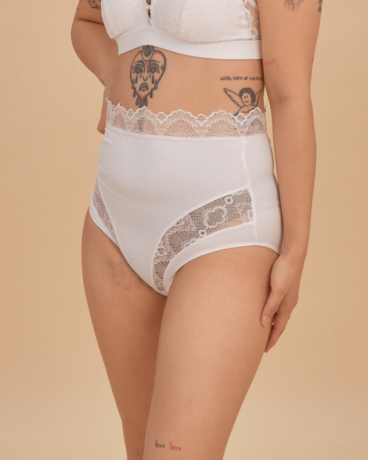dove high waist panelled lace panty