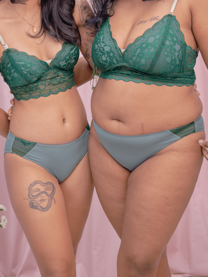 emerald panelled lace panty