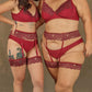 rouge lace garters in maroon