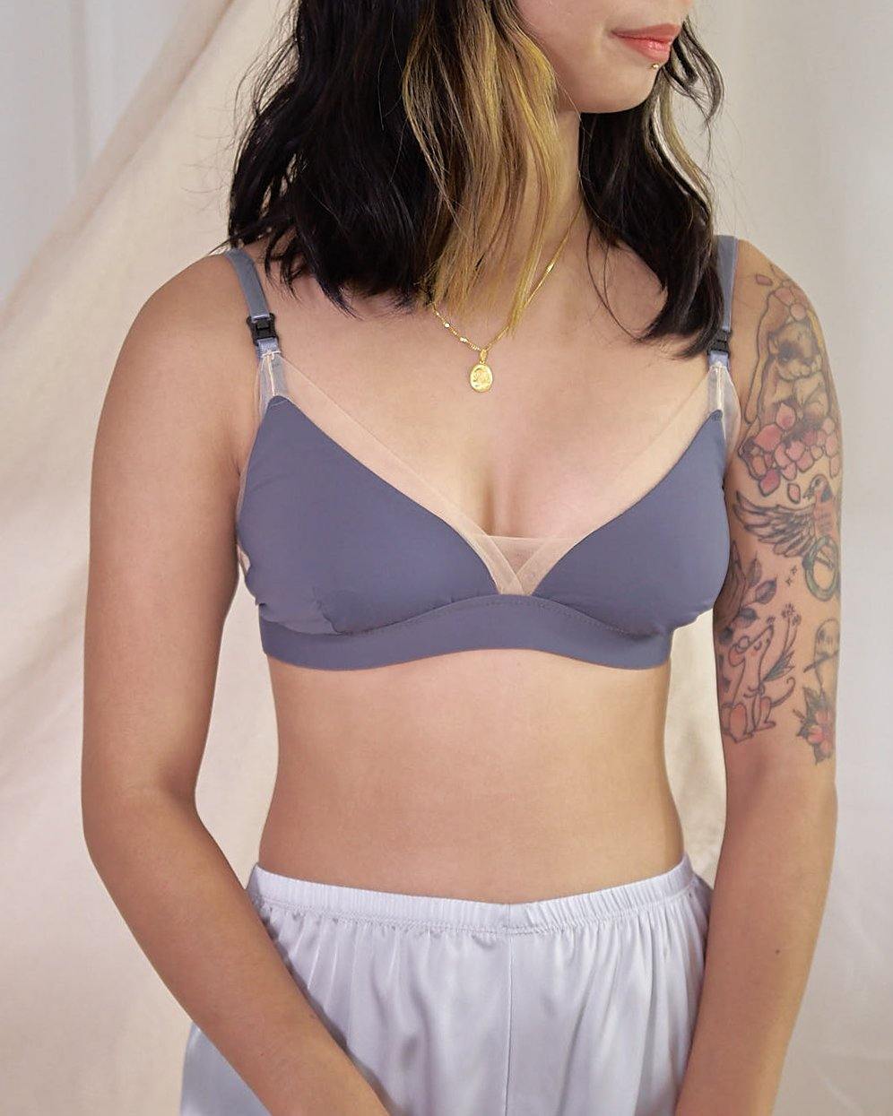 nursing - good enough padded bralette in steel blue - Our Bralette Club