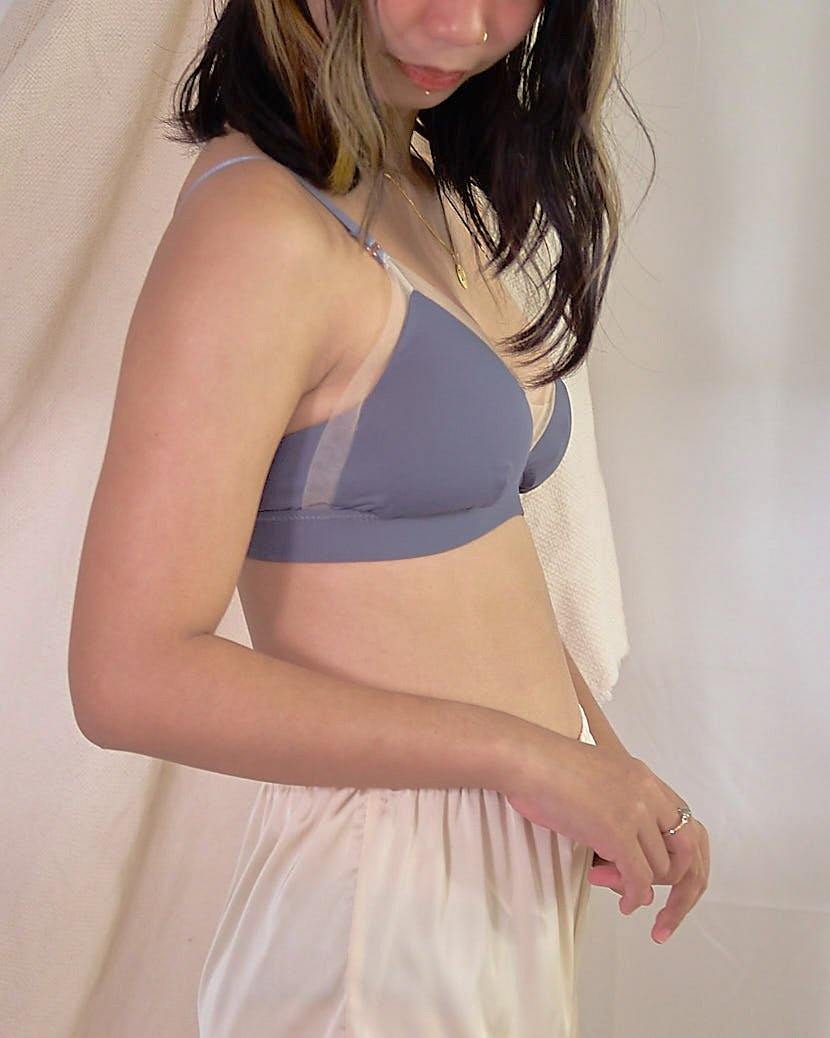 nursing - good enough padded bralette in steel blue - Our Bralette Club