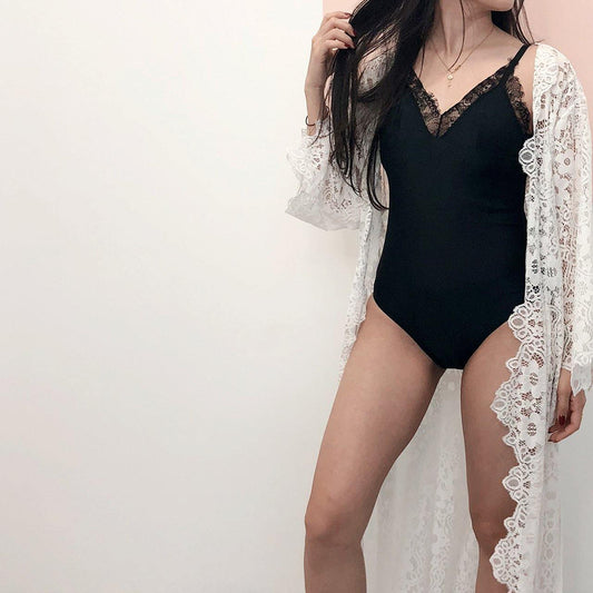 the black pearl lace swimsuit/bodysuit - Our Bralette Club