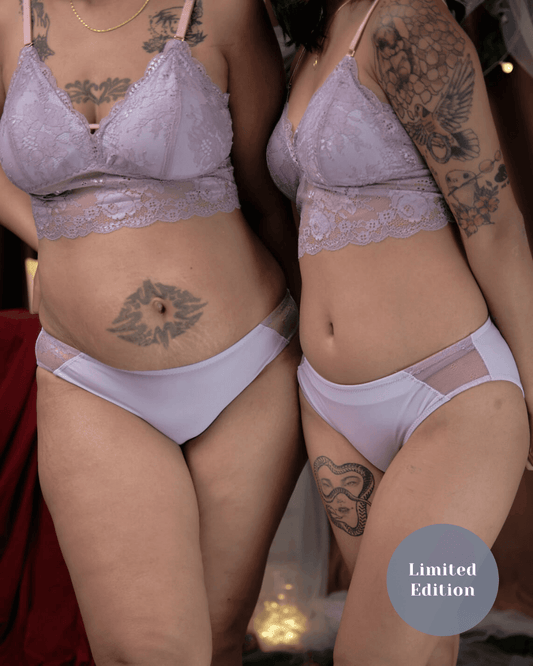 venus lace lilac panelled panty - Our Bralette Club