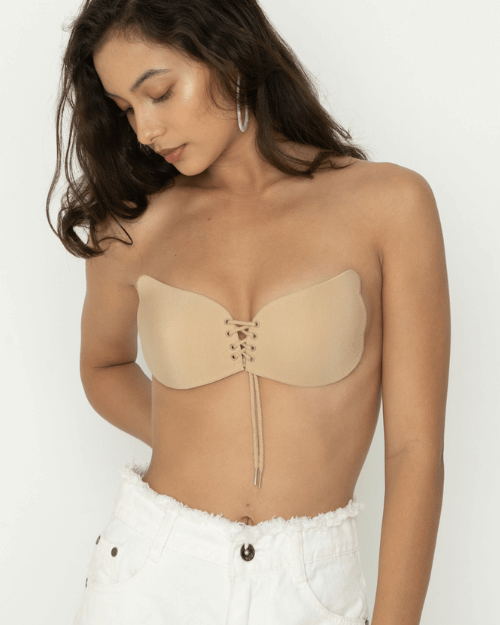 the lace up stick on chicken cutlet bralette
