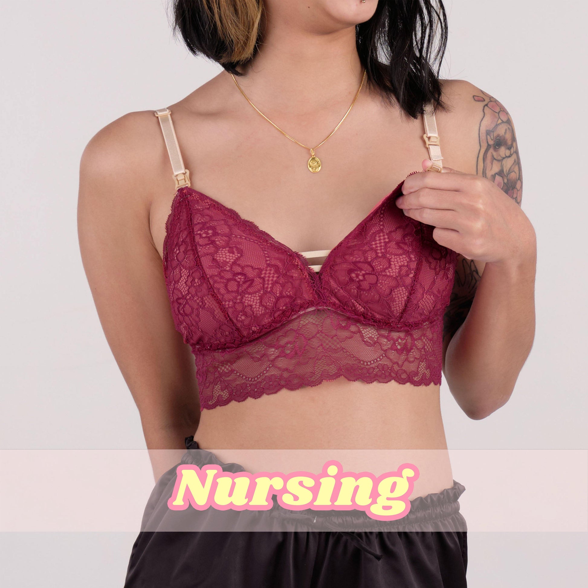 nursing - the best wishes padded bralette in pomegranate - Our Bralette Club