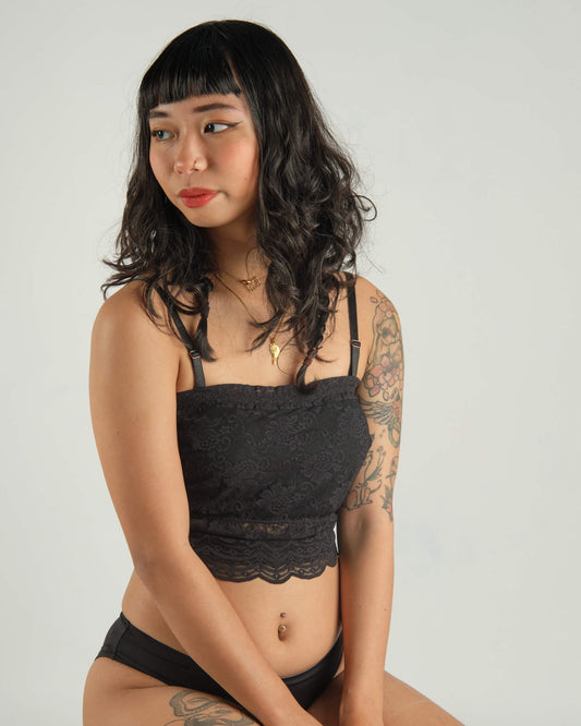 the lucked out padded strapless camisole in black