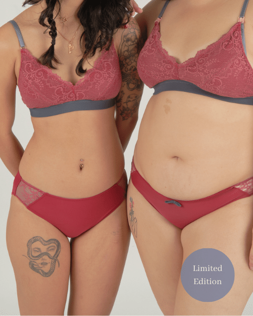 lucky you maroon panelled lace panty