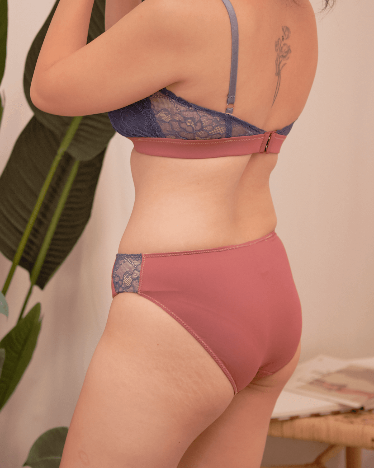 acai lace pink panelled panty