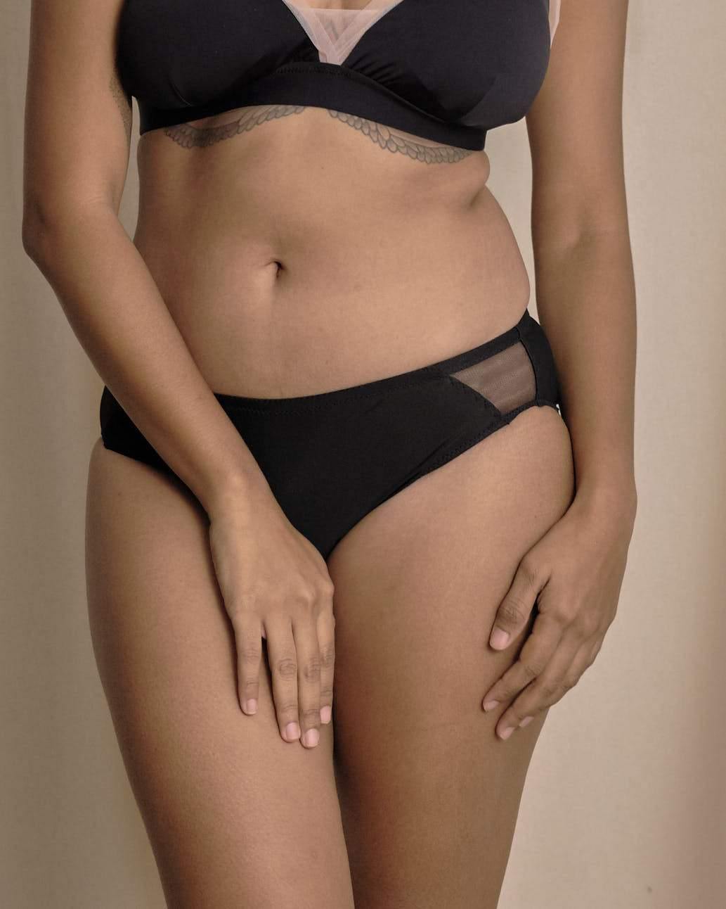 panelled black mesh panty - Our Bralette Club