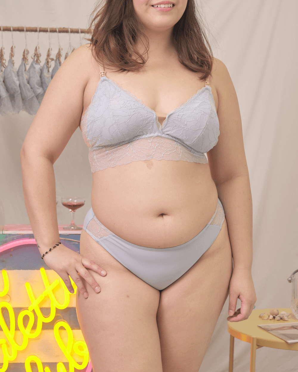coast lace blue panelled panty - Our Bralette Club